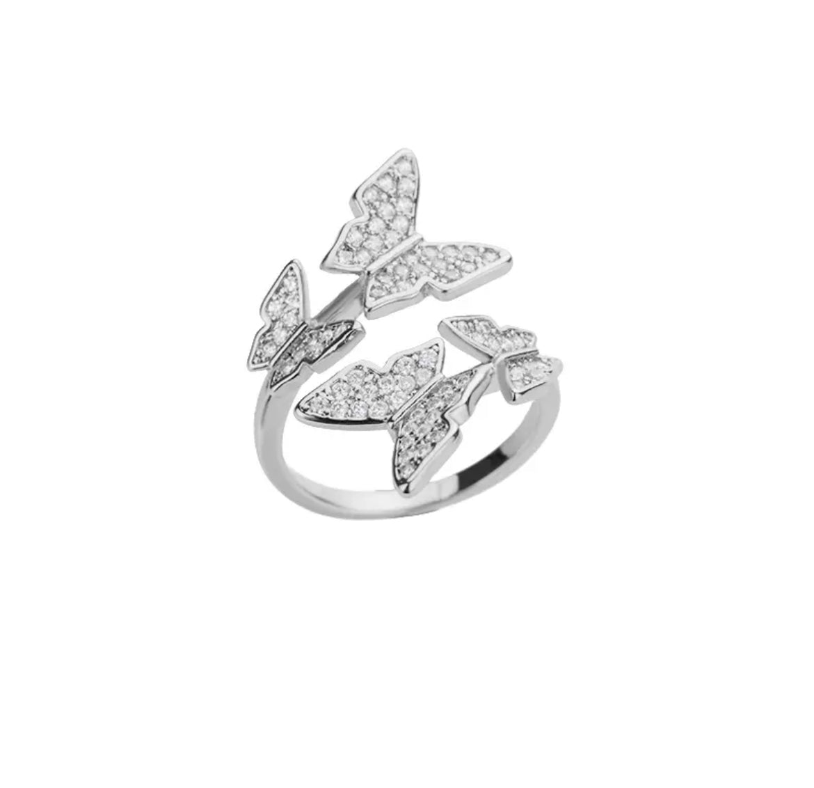 SPRING Schmetterlings-Zirkon-Ring Silber