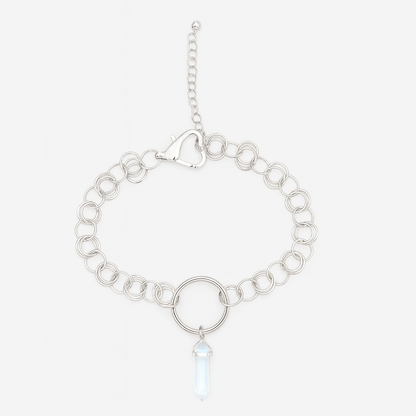 CODE OF AURA Rainbow Aura Quartz Chainmail O Ring Choker Necklace