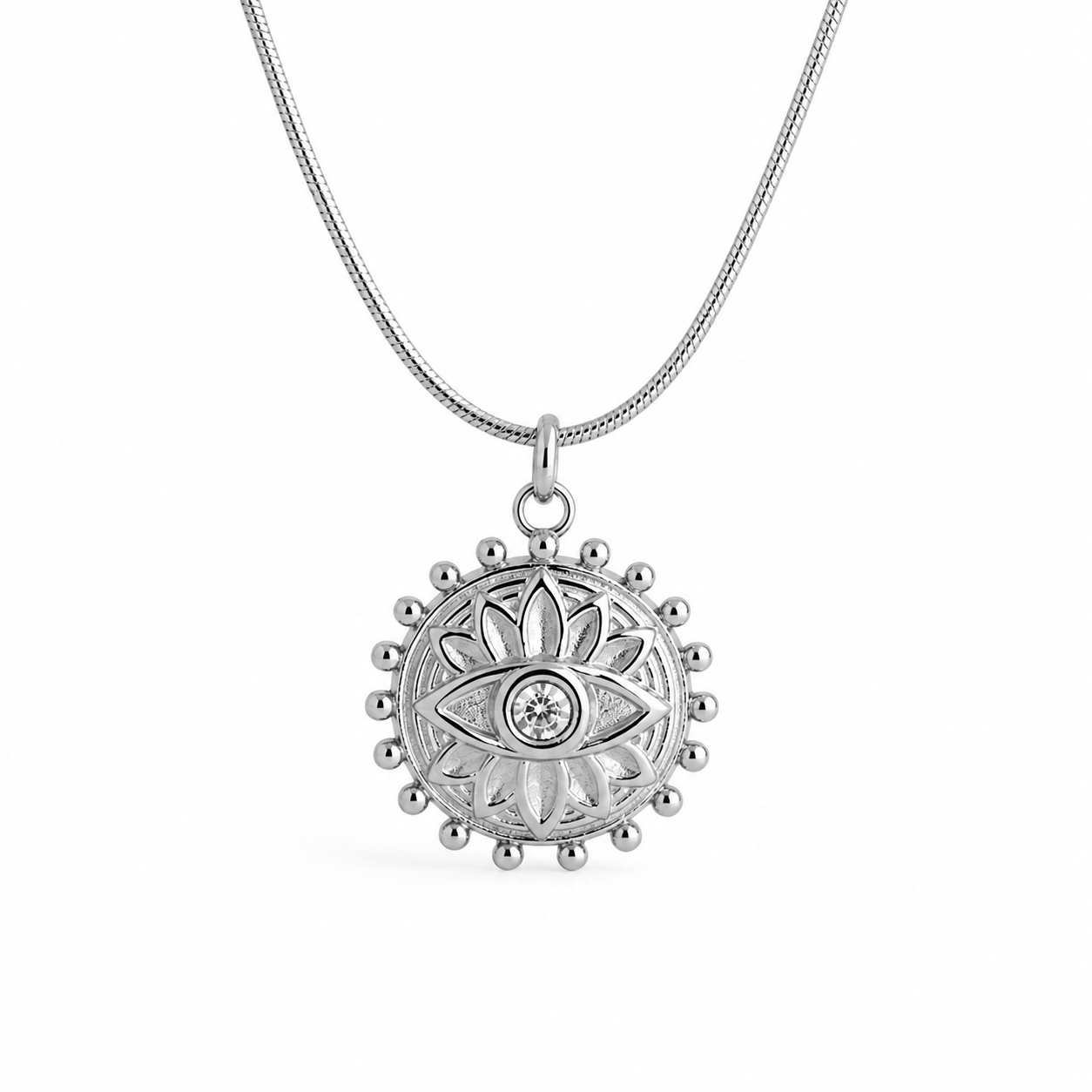 NAZAR Evil Eye Charm Necklace Silver