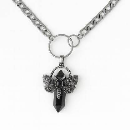 Collier ras du cou avec pendentif papillon en fluorite et argent