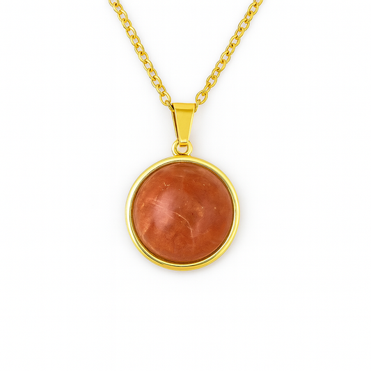 Collier pendentif pierre de soleil naturelle SAYA or