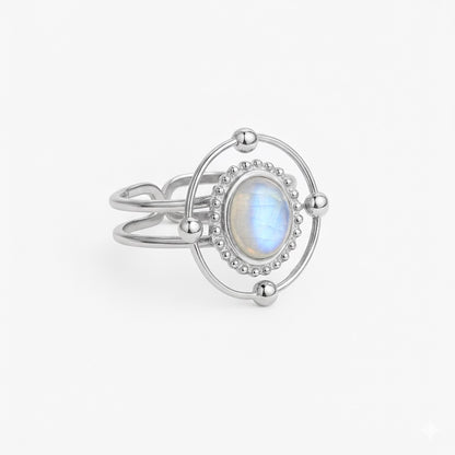 SURYA Rainbow Moonstone Ring Silver
