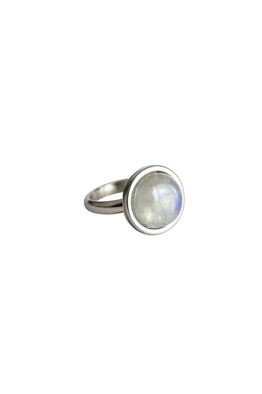 CHHOTA Rainbow Moonstone Ring Silver