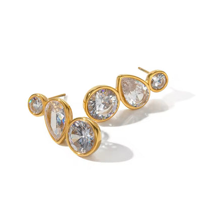 NICOLE Zircon Earrings Gold