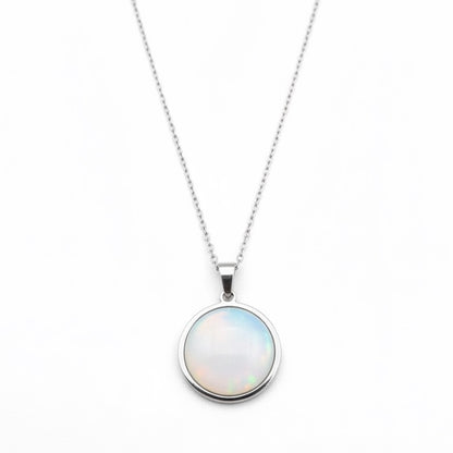 SAYA Opalite Statement Pendant Necklace Silver