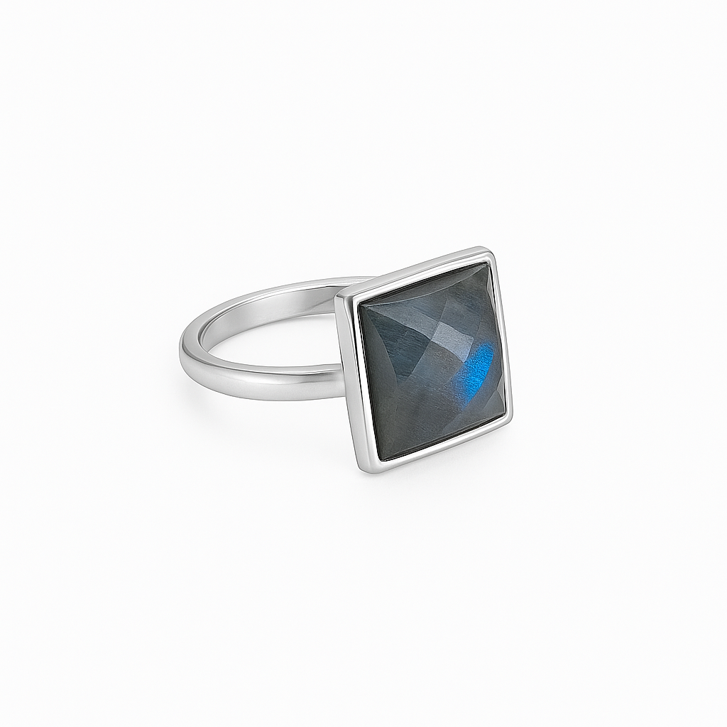 VARG Labradorite Square Ring Silver