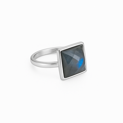 VARG Labradorite Square Ring Silver
