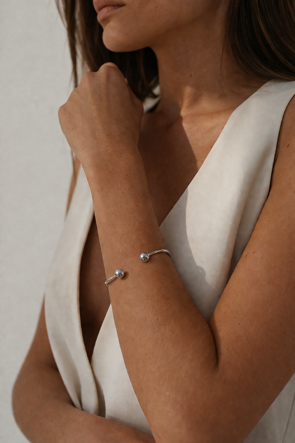 ORBITAL Duo Ball Bangle Bracelet Silver