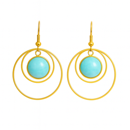ANETHA Blue Larimar Dangle Hoop Earrings Gold