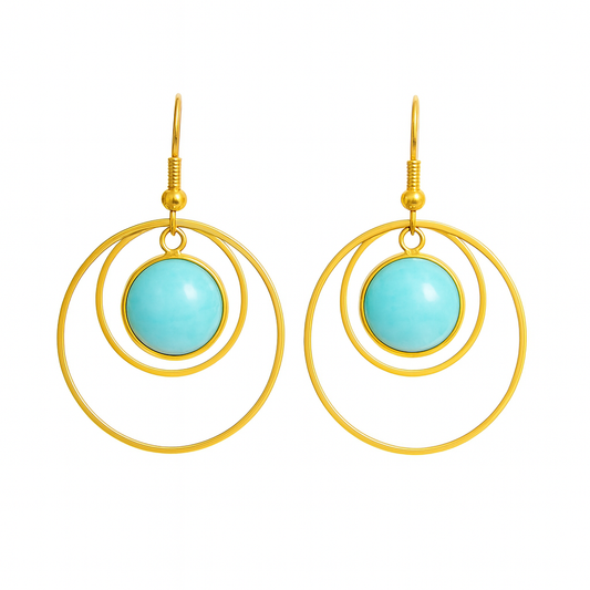 ANETHA Blue Larimar Dangle Hoop Earrings Gold