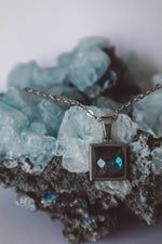 Load image into Gallery viewer, VARG Blue Labradorite Square Necklace Silver
