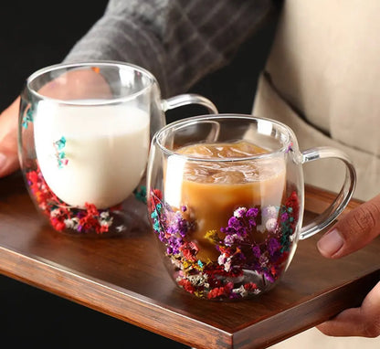 Dried Flower Clear Glass Mug