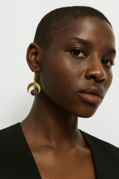 MOON SHADOW Purple Labradorite Earrings Gold