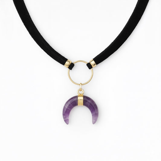 ASTRA Amethyst Horn Gold O Ring Choker