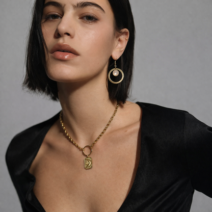 LUNEIA Celestial Moon O Ring Wheat Chain Choker Gold
