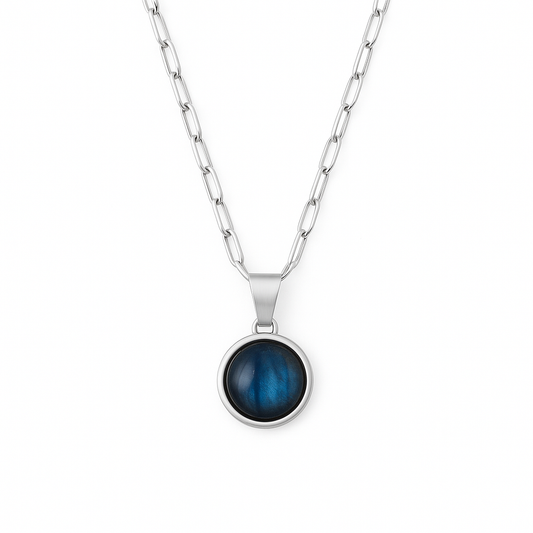 AZUL Blue Labradorite Paperclip Choker Silver