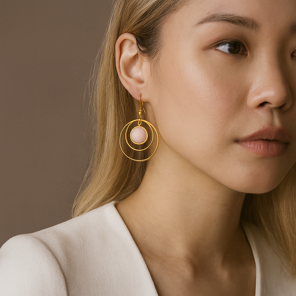 ANETHA Rose Quartz Hoop Earrings Gold
