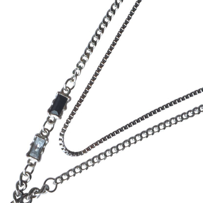 NYX Purple Labradorite Dual Chain Necklace Silver