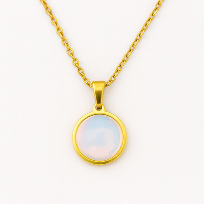 Opalite Statement Pendant Necklace - Gold