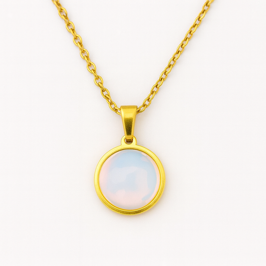 Opalite Statement Pendant Necklace - Gold