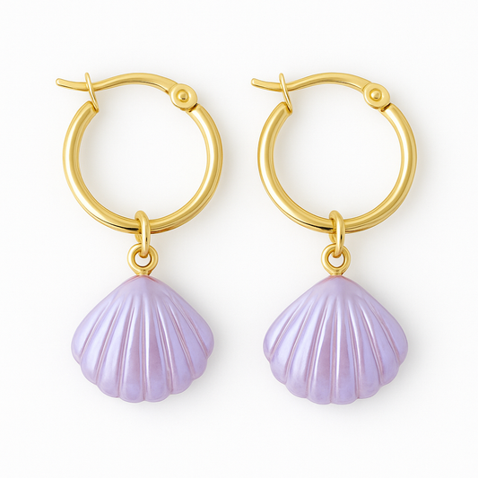 Seashell Aura Earrings  Lilac / Gold