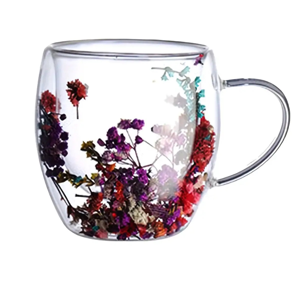 Dried Flower Clear Glass Mug