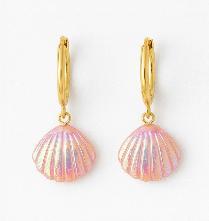 Seashell Aura Earrings  Pink / Gold