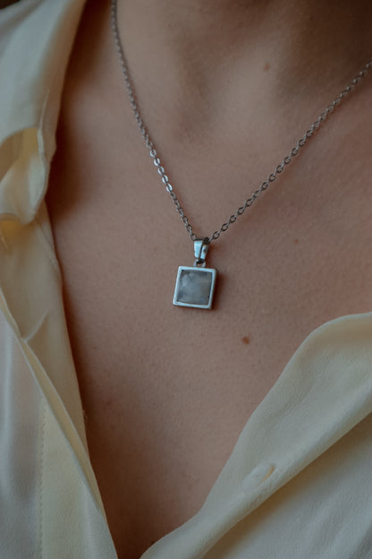 VARG Rainbow Moonstone Square Necklace - Silver