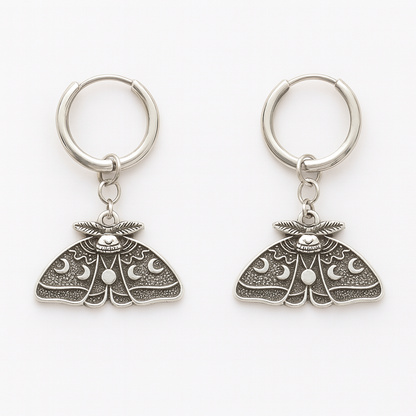 MOON MOTH Dangle Charm Huggies Earrings