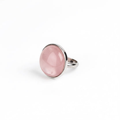 AYA Rose Quartz Statement Ring Silver