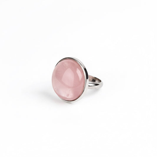 AYA Rose Quartz Statement Ring Silver