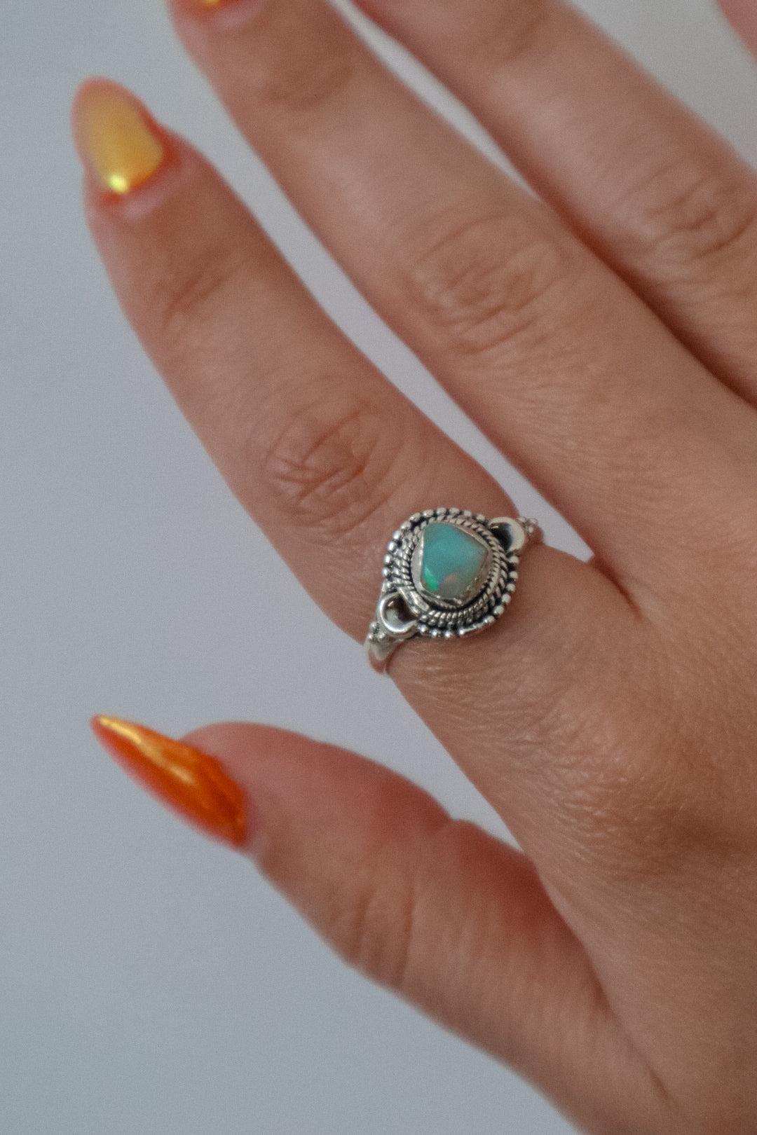 EMBERVEIL Raw Ethiopian Opal Ring 925 Silver
