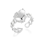 Load image into Gallery viewer, CUBAN Zircon Heart Chain Ring - Silver
