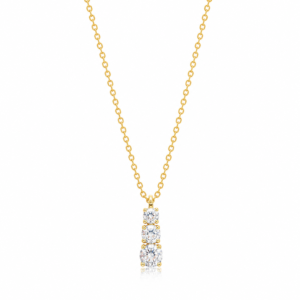 ELA Trilogy Zirconia Drop Pendant Gold 925 Silver