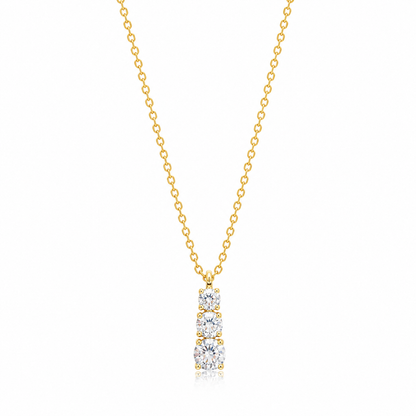 ELA Trilogy Zirconia Drop Pendant Gold 925 Silver