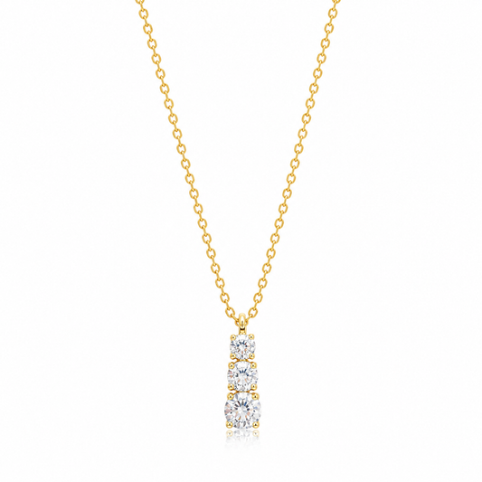 ELA Trilogy Zirconia Drop Pendant Gold 925 Silver