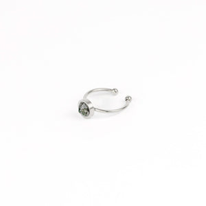 ODESSA Moss Agate Dainty Ring - Silver