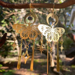 Load image into Gallery viewer, FAERIE Butterfly Moon Earrings Brass
