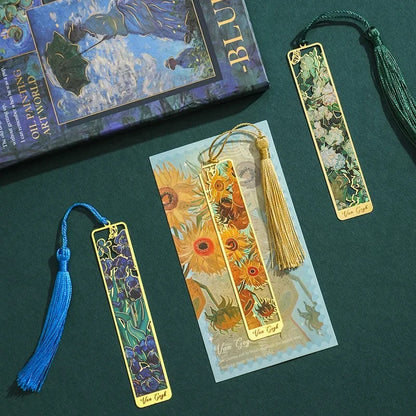 Vintage Floral Art Metal Bookmark Vincent Van Gogh Claude Monet