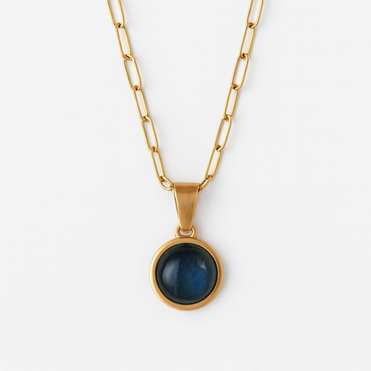 AZUL Blauer Labradorit Büroklammer-Halsband Gold