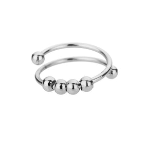 CALM Rotating Beads Anxiety Ring - Silver