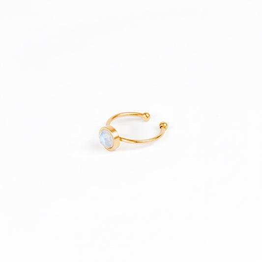 ODESSA Faceted Rainbow Moonstone Ring Gold