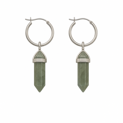 CERCLE Labradorite Hoop Earrings Silver