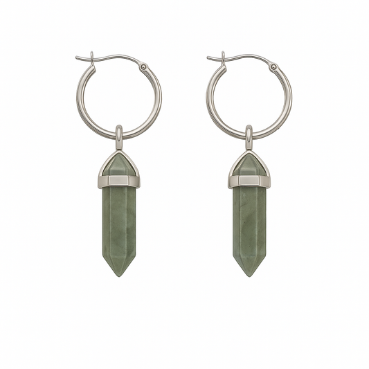 CERCLE Labradorite Hoop Earrings Silver