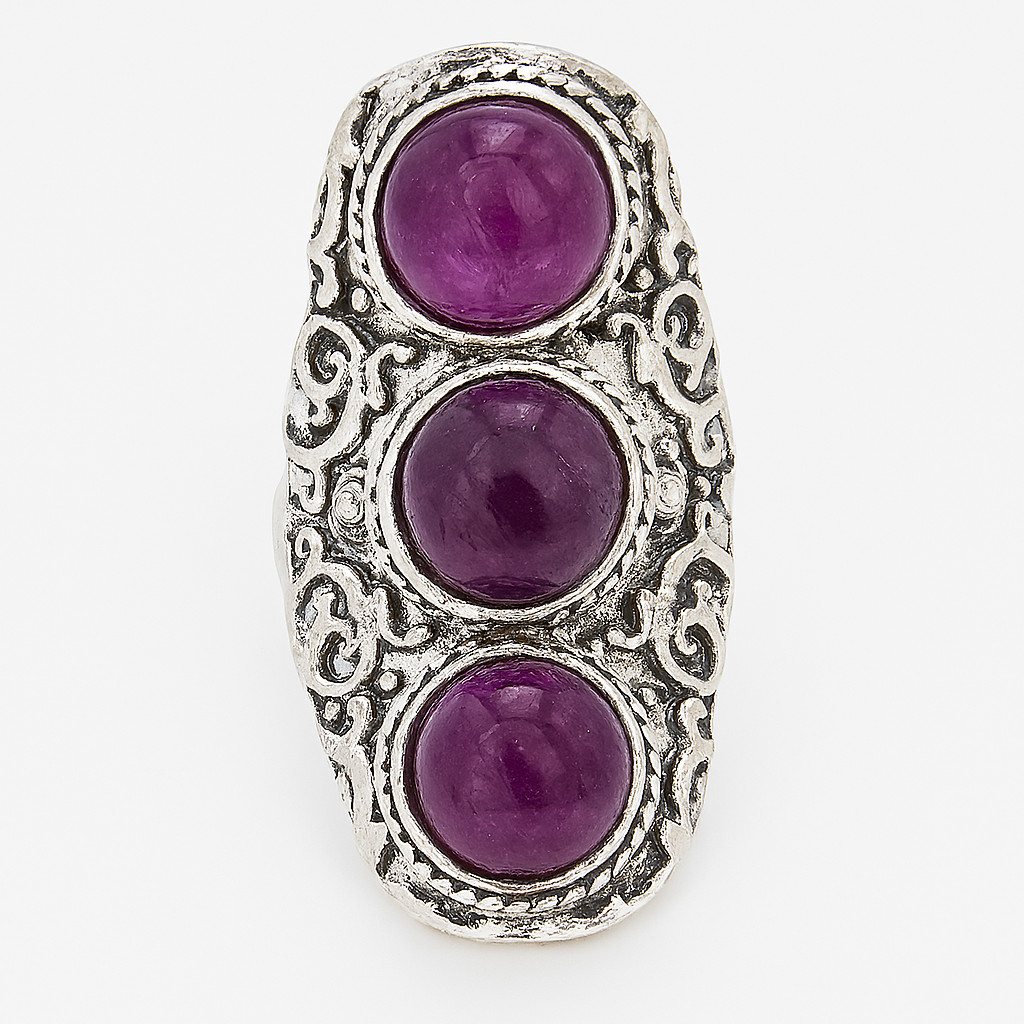 ETHNICA Purple Labradorite Statement Ring Silver