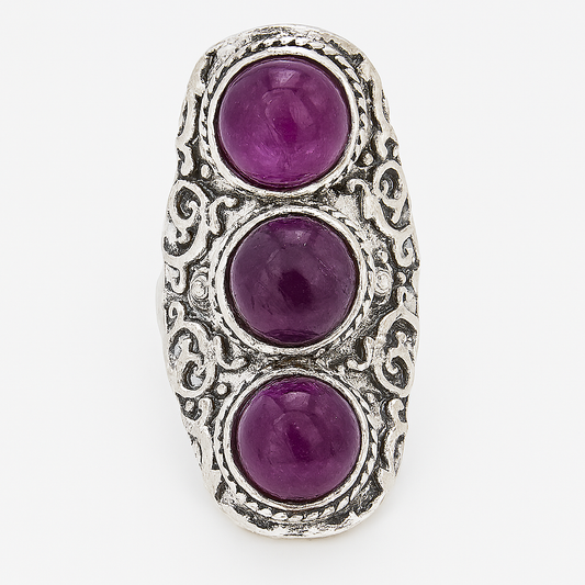 ETHNICA Purple Labradorite Statement Ring Silver