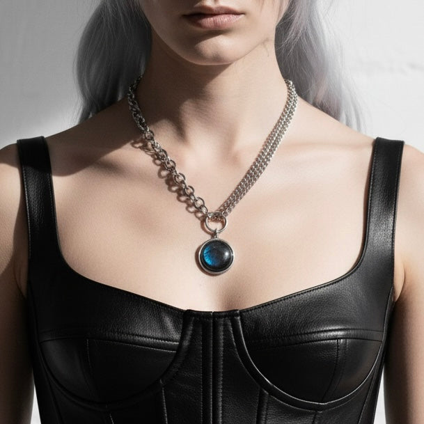 EQUINOX Rose Quartz O Ring Chain Choker Necklace