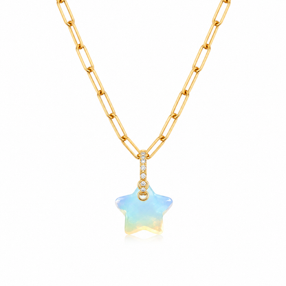 SIDERA Opalite Star Paperclip Chain Necklace Gold