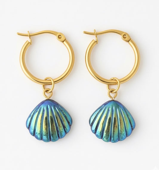 Seashell Aura Earrings  Titanium / Gold