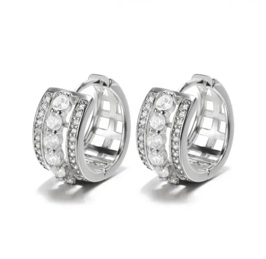 GINA Dainty Zircon Hoop Earrings Silver